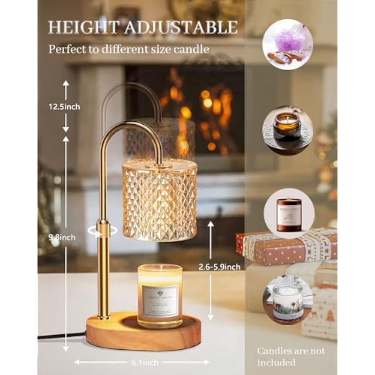 Candle Warmer Lamp with Timer Dimmer Adjustable Height for New Home Decor, Birthday Gifts for Women,Candle Warmer for Women Mom Christmas Mother's Day Gfit