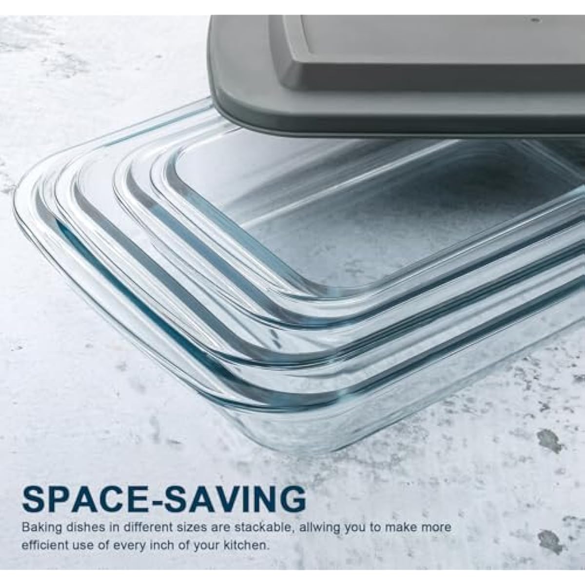 8-Piece Deep Glass Baking Dish Set with Plastic lids,Rectangular Glass Bakeware Set with Lids, Baking Pans for Lasagna, Leftovers, Cooking, Kitchen, Freezer-to-Oven and Dishwasher, Gray