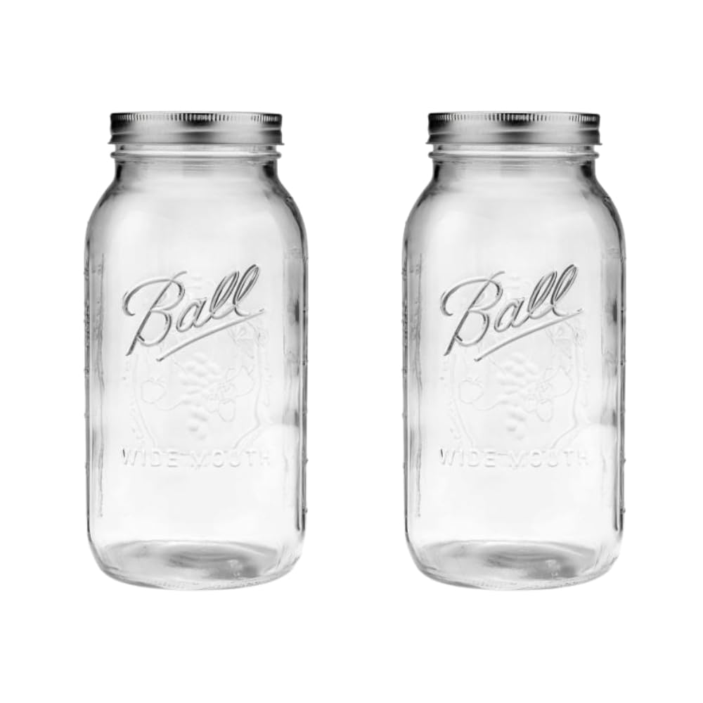 Ball Wide Mouth Pint 16-Ounce Glass Mason Jar with Lids and Bands, 12-Count