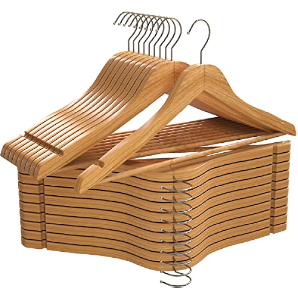 Utopia Home Premium Wooden Hangers 20 Pack - Heavy Duty & Durable Coat Hanger - Wood Hanger with 360-Degree Rotatable Hook - Clothes Hangers with Non-Slip Shoulder Notches For Shirts & Coats (Natural)