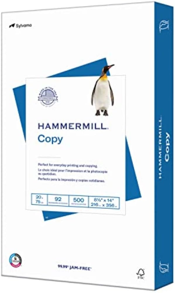 Hammermill Printer Paper, 20 lb Copy, 8.5 x 11-8 Ream (4,000 Sheets) - 92 Bright, Made in the USA