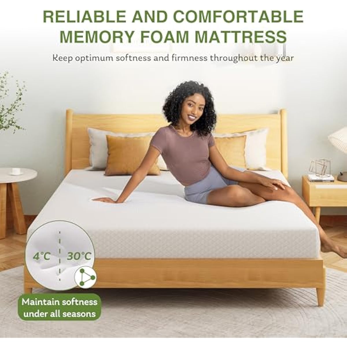 EGOHOME 8 Inch Twin Mattress, Memory Foam Mattress with Cooling Green Tea Gel, Relieve Pressure with Medium Firm Support, CertiPUR-US Certified, 75''L x 38''W, White