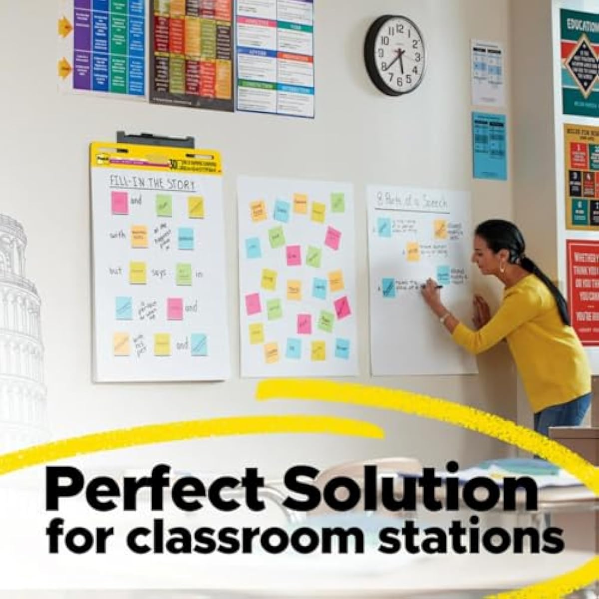 Post-it Super Sticky Easel Pad, 25 x 30 Inches, 30 Sheets Per Pad, 4 Pads, Large, White, Premium Self Stick Flip Chart Paper, Anchor Chart, Office Supplies & School Supplies, Great for Teachers and Students, 2 packs per case