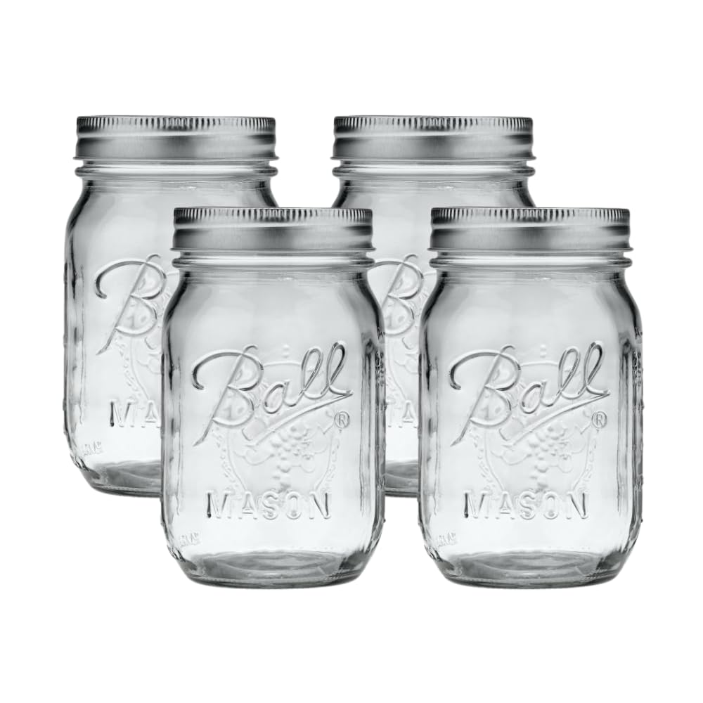 Ball Wide Mouth Pint 16-Ounce Glass Mason Jar with Lids and Bands, 12-Count
