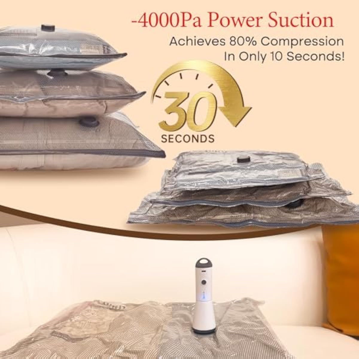 Vacuum Bags for Travel with Rechargeable air Pump, Carry-on Size Compression Packing Bags for Luggage and Suitcase, Space Saver for Clothes and Clothing 15 Combo Travel Size