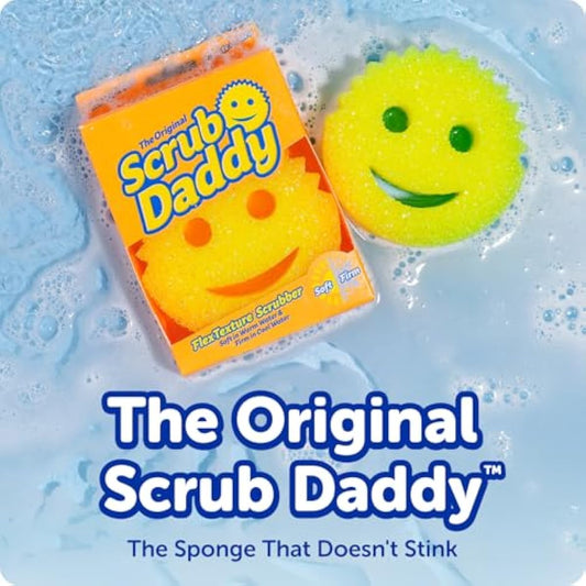 Scrub Daddy 6 Kitchen Sponges & 1 Daddy Caddy Dish Sponge Holder - BPA Free & Made with Polymer Foam - Stain & Odor Resistant, Scratch-Free Multipurpose Scrubbers