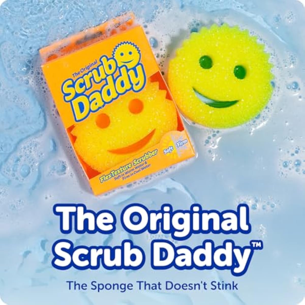 Scrub Daddy 6 Kitchen Sponges & 1 Daddy Caddy Dish Sponge Holder - BPA Free & Made with Polymer Foam - Stain & Odor Resistant, Scratch-Free Multipurpose Scrubbers
