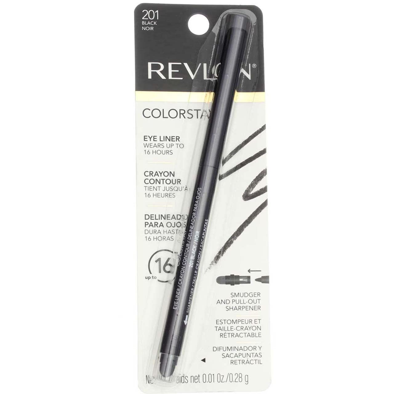 Revlon ColorStay Pencil Waterproof Eyeliner, Smudge-Proof, Eye Makeup with Built-In Sharpener, 201 Black, 2 pack