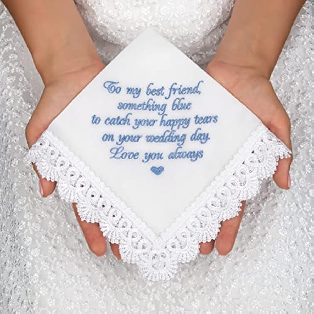 Something Blue for Bride Gift from Maid of Honor Best Friend Wedding Bridesmaid Handkerchief Blue Hankerchief Bridal Shower New Borrowed Old Embroidered