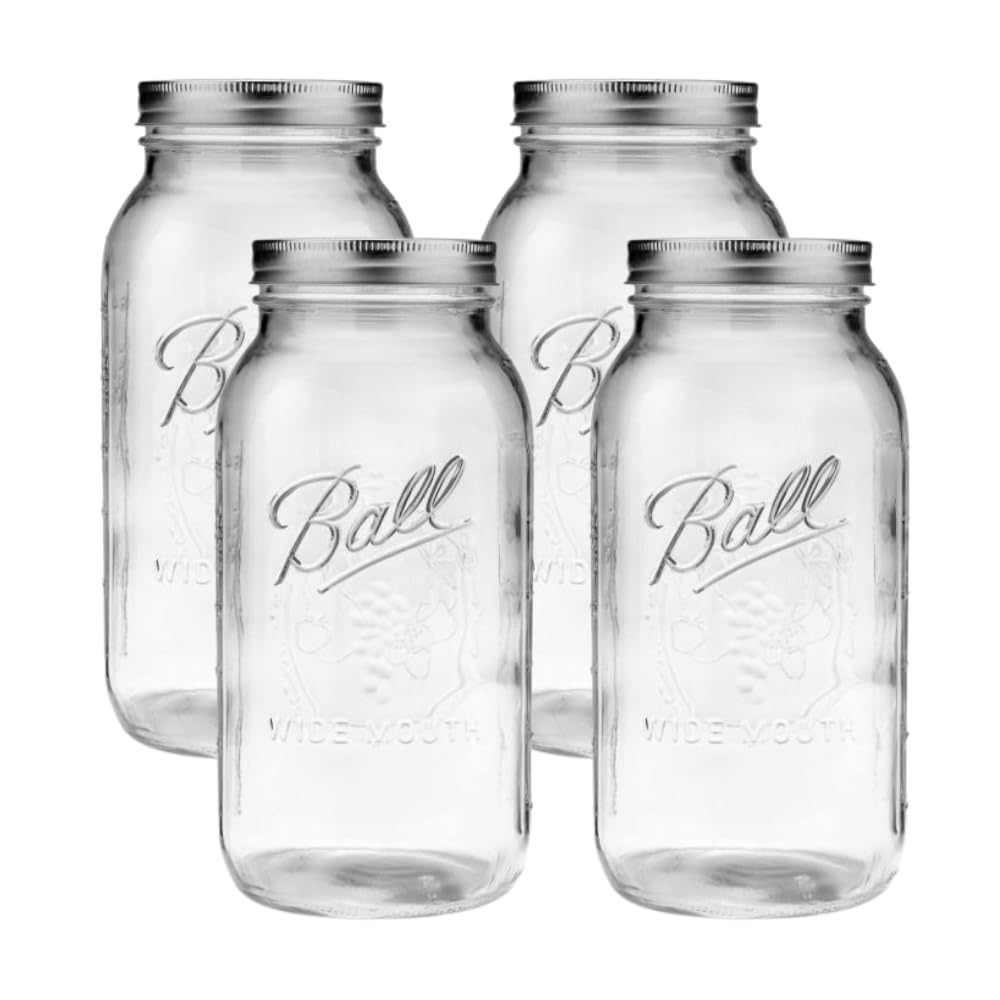 Ball Wide Mouth Pint 16-Ounce Glass Mason Jar with Lids and Bands, 12-Count