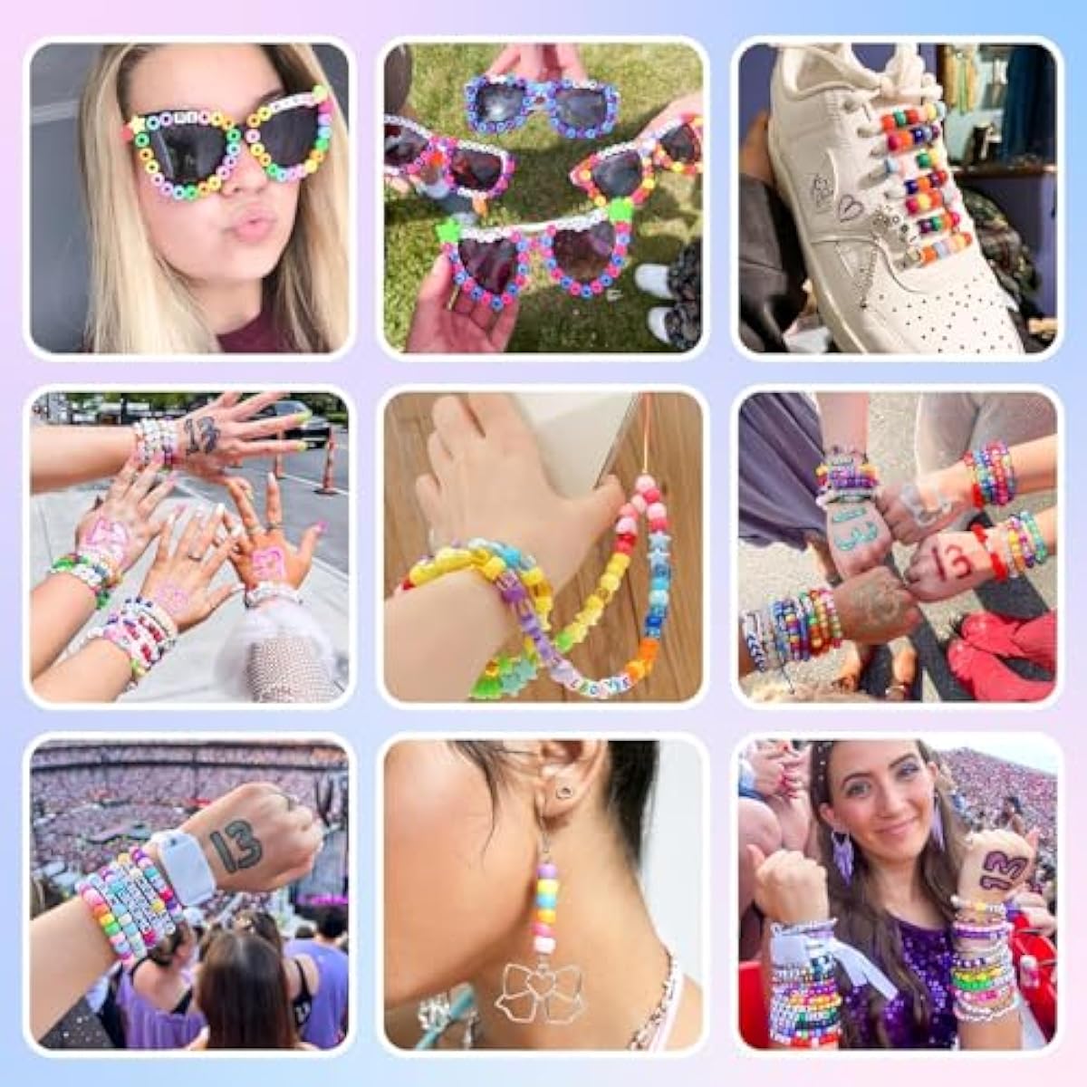 5 Boxes Bracelet Making Kit Pony Beads, 96 Colors 6x9mm 3500Pcs Kandi Rave Beads for Bracelets Friendship Plastic Bead with 800Pcs Letter Bead Arts and Crafts for Kids Adults Keychain Jewelry Making