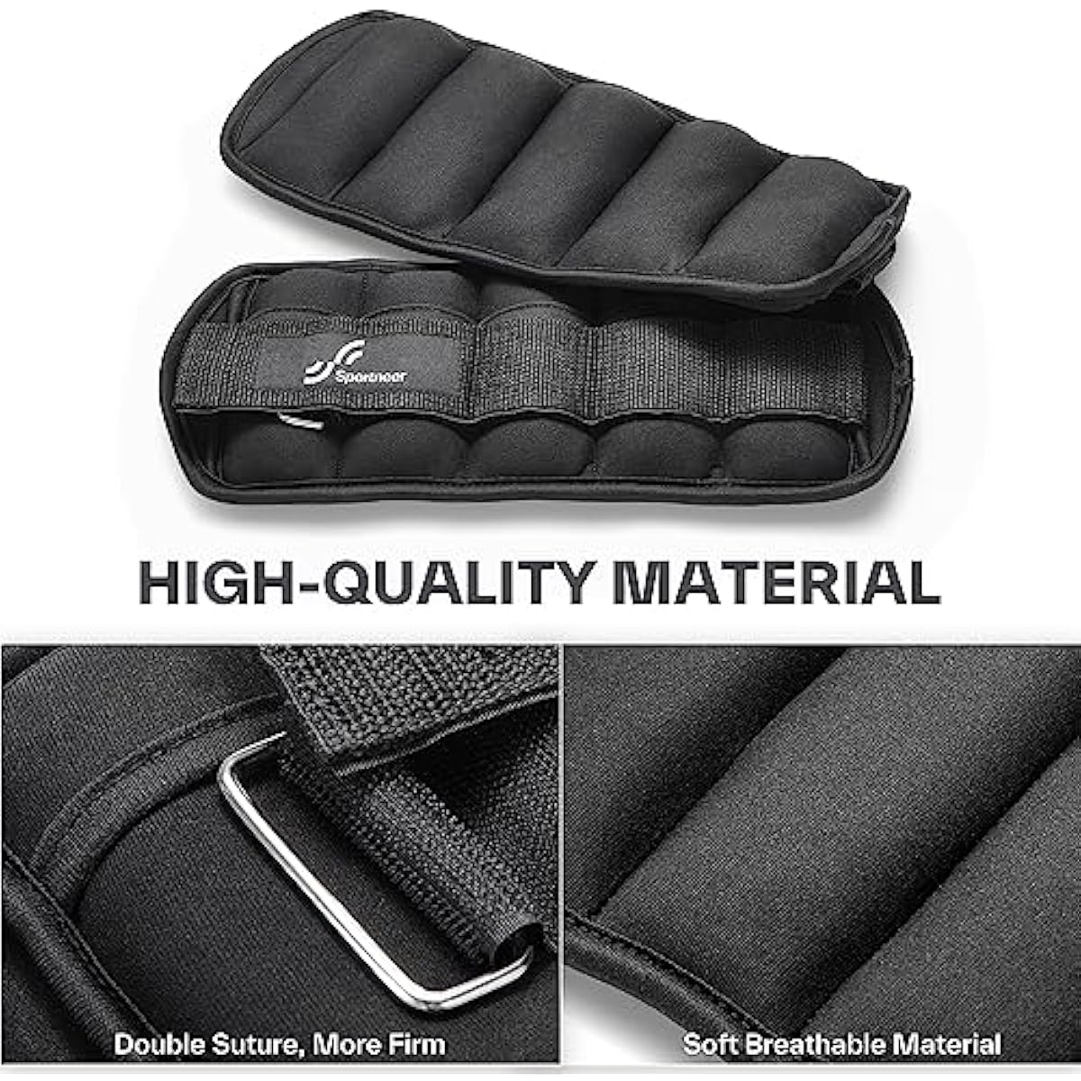 Sportneer Adjustable Ankle Weights Set - 1 Pair (2-10 lbs) Removable Sandbags for Women & Men, Comfortable Neoprene Leg Weights for Walking, Running, Pilates, Yoga, Home Workout & Physical Therapy