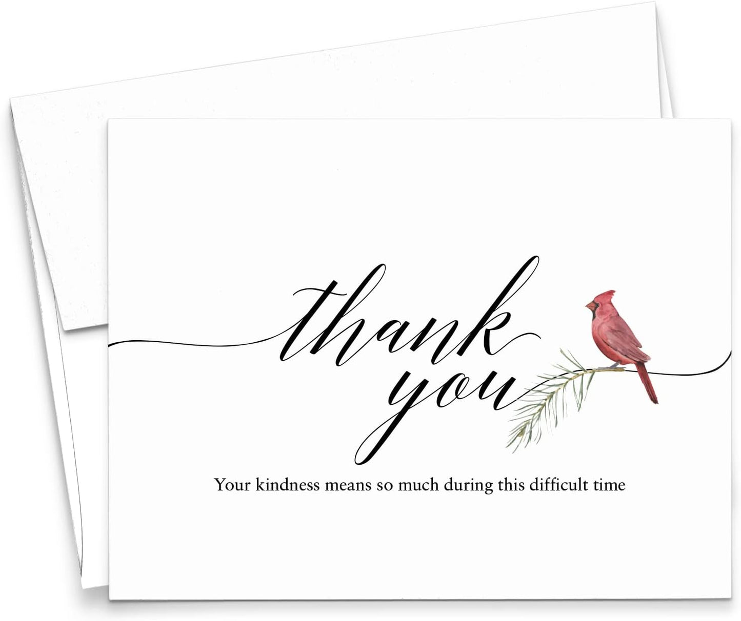 Modern Pink Paper Funeral Thank You Notes with Message Inside, FLAT Sympathy Acknowledgement Cards & Envelopes, Bereavement Personalized Thank You Notecards, Your Choice of Quantity and Color