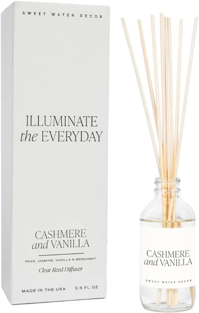 Sweet Water Decor Salt & Sea Reed Diffuser Set - Sea Salt Citrus & Musk Amber Scent Diffuser - Reed Diffusers for Home with Long Lasting Fragrance - Non-Toxic Oil Reed Diffuser - Made in The USA