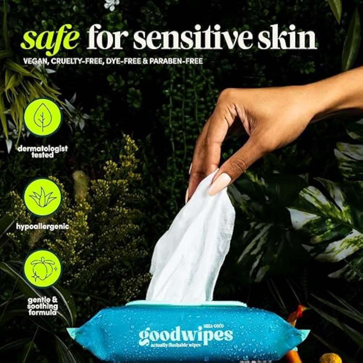 goodwipes Flushable Butt Wipes - Vitamin E & Aloe - Sewer & Septic Safe - Extra Large Adult Wet Wipes For Women & Men - Bathroom Essentials - Rosewater, 318 Count (6 Packs + 1 Travel)