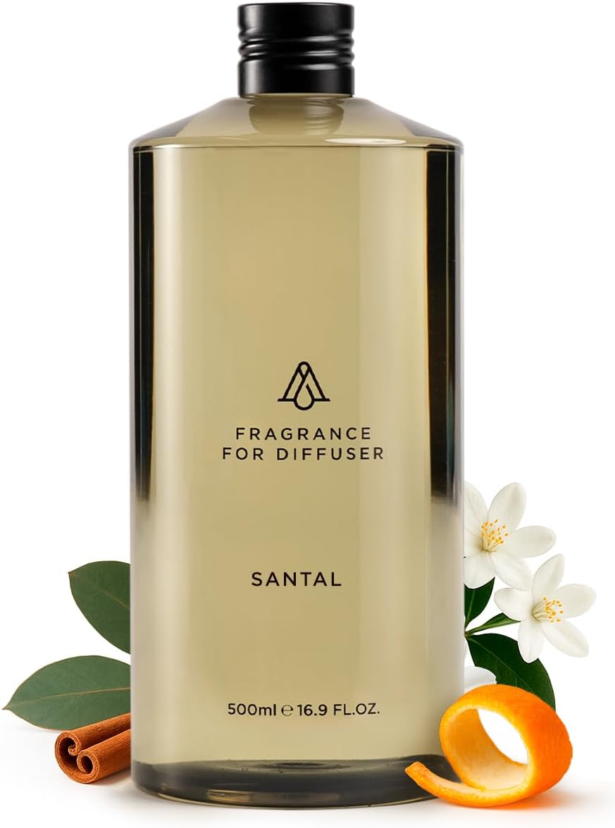 AromaPlan Hotel Scents Santal 5.07 Fl Oz (150ml), Home Luxury Aroma & Hotel Fragrance Diffuser Oil- Hotel Diffuser Oil for Aromatherapy- USA Made, Bigger Bottle, Bolder Aroma & Longer Lasting