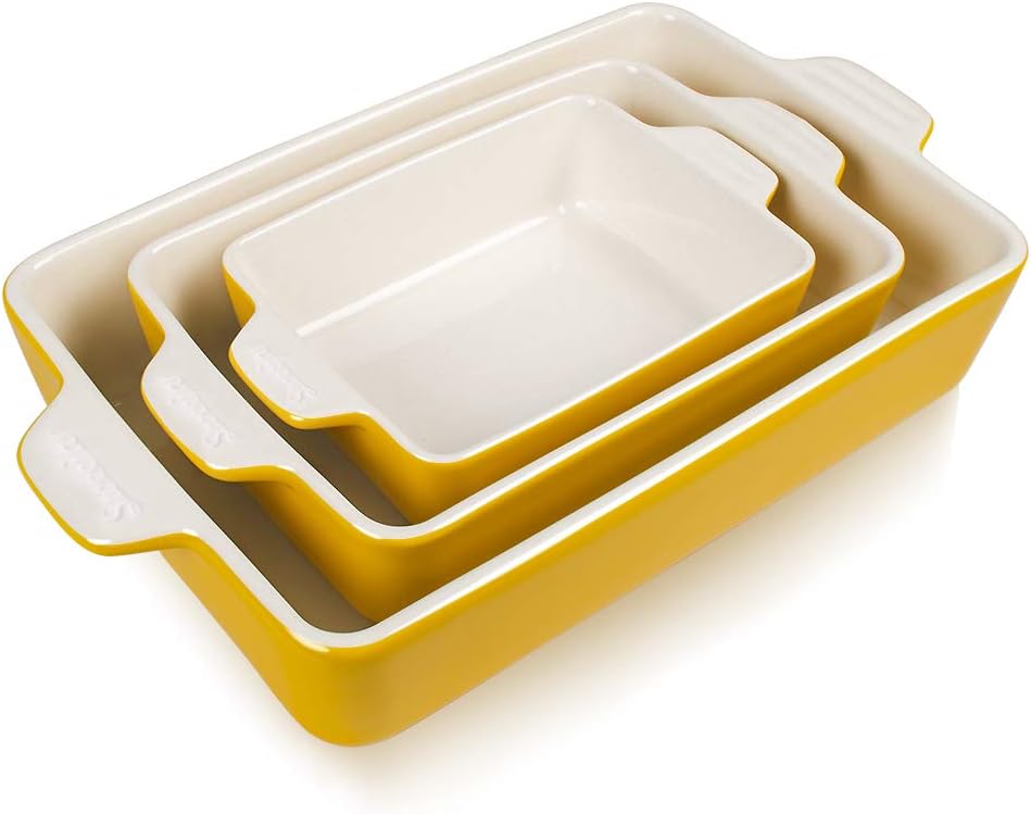 Sweejar Ceramic Bakeware Set, Rectangular Baking Dish for Oven Lasagna Pans for Cooking, Kitchen, Cake Dinner, Banquet and Daily Use, 11.8 x 7.8 x 2.76 Inches of Casserole Dishes (Navy)