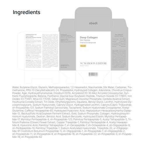 SUNGBOON EDITOR Collagen Silk Peptide Intensive Ampoule | Copper Peptides Serum for Face with Collagen & Multi Peptides | Hydrating Korean Skincare Facial Serum for Smooth-Looking Skin | 1.35 Fl Oz