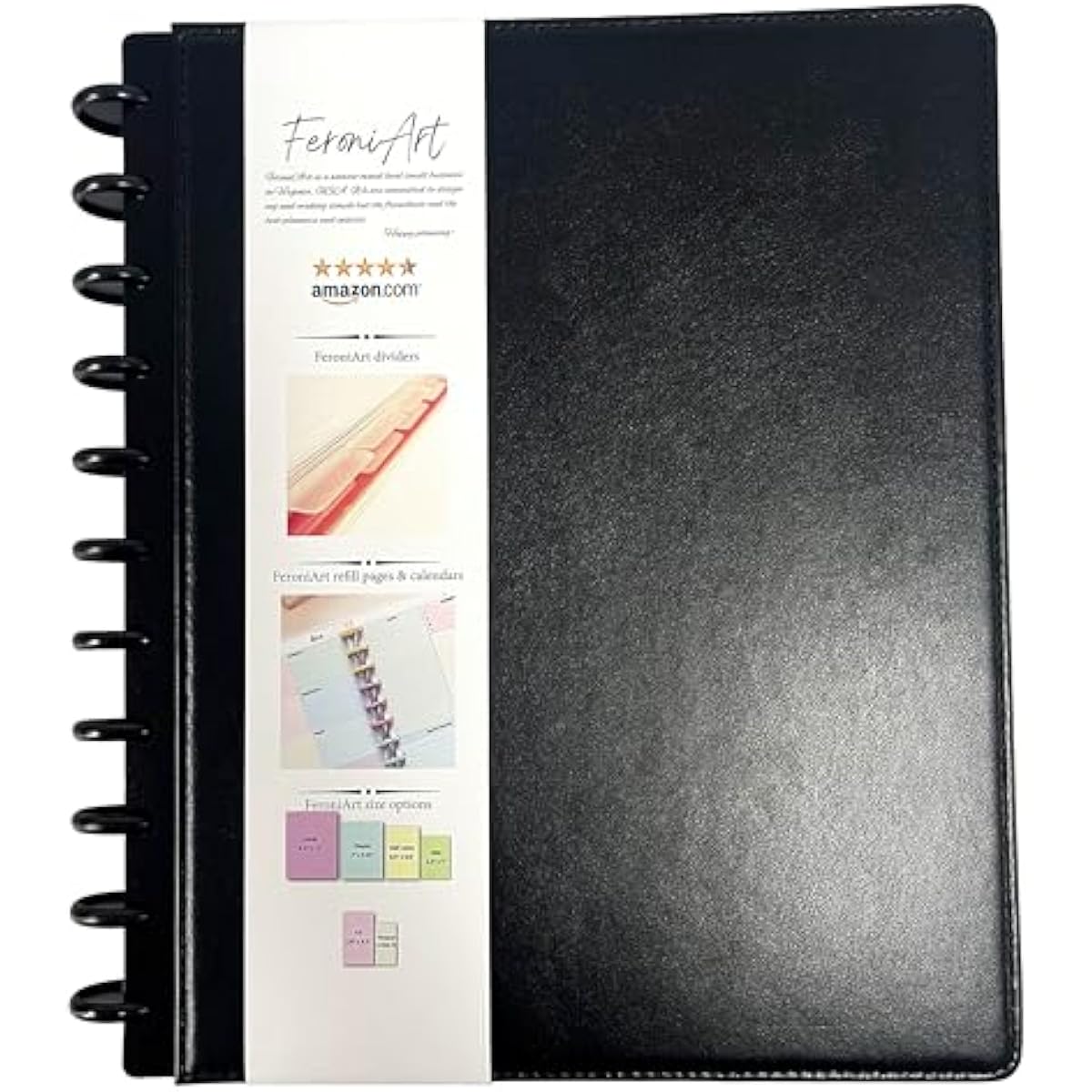 Refillable 11 Disc Discbound Notebook - Letter Size, 75 Sheets, Narrow Ruled PU Leather Vegan PU cover