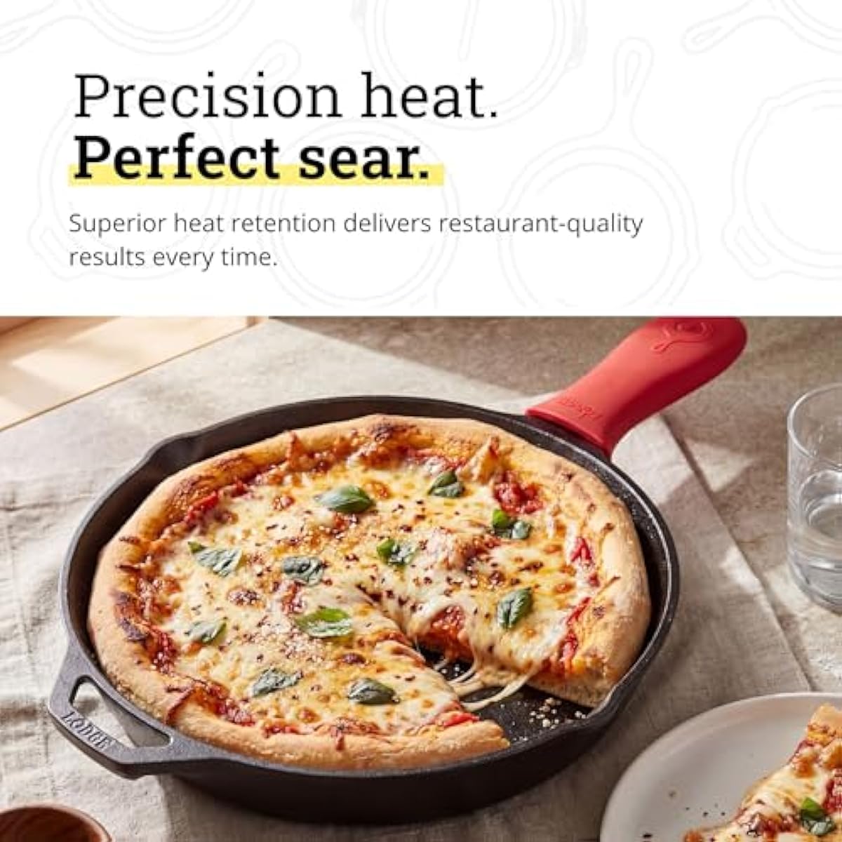 Lodge Seasoned Cast Iron Skillet - Quality Frying Pan for the Stove, Oven, Grill & Campfire - Includes Silicone Hot Handle Holder - Non-Toxic, Nonstick & Long-Lasting - 12 Inches