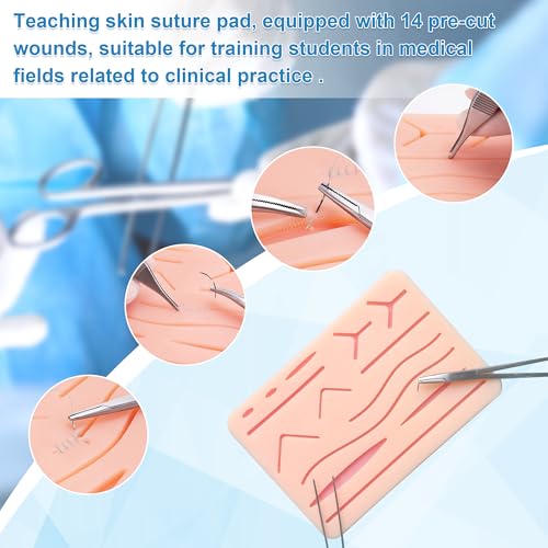 Suture Practice Kit,Silicone Suturing Pad with Wound Closure Trainer for Nursing,Vet and Medical School Training,Education Only.
