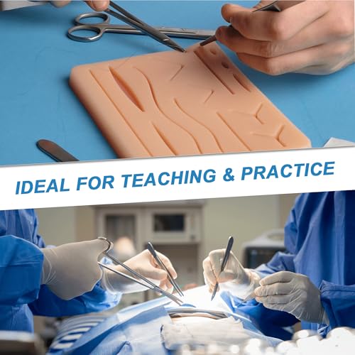 Suture Practice Kit,Silicone Suturing Pad with Wound Closure Trainer for Nursing,Vet and Medical School Training,Education Only.