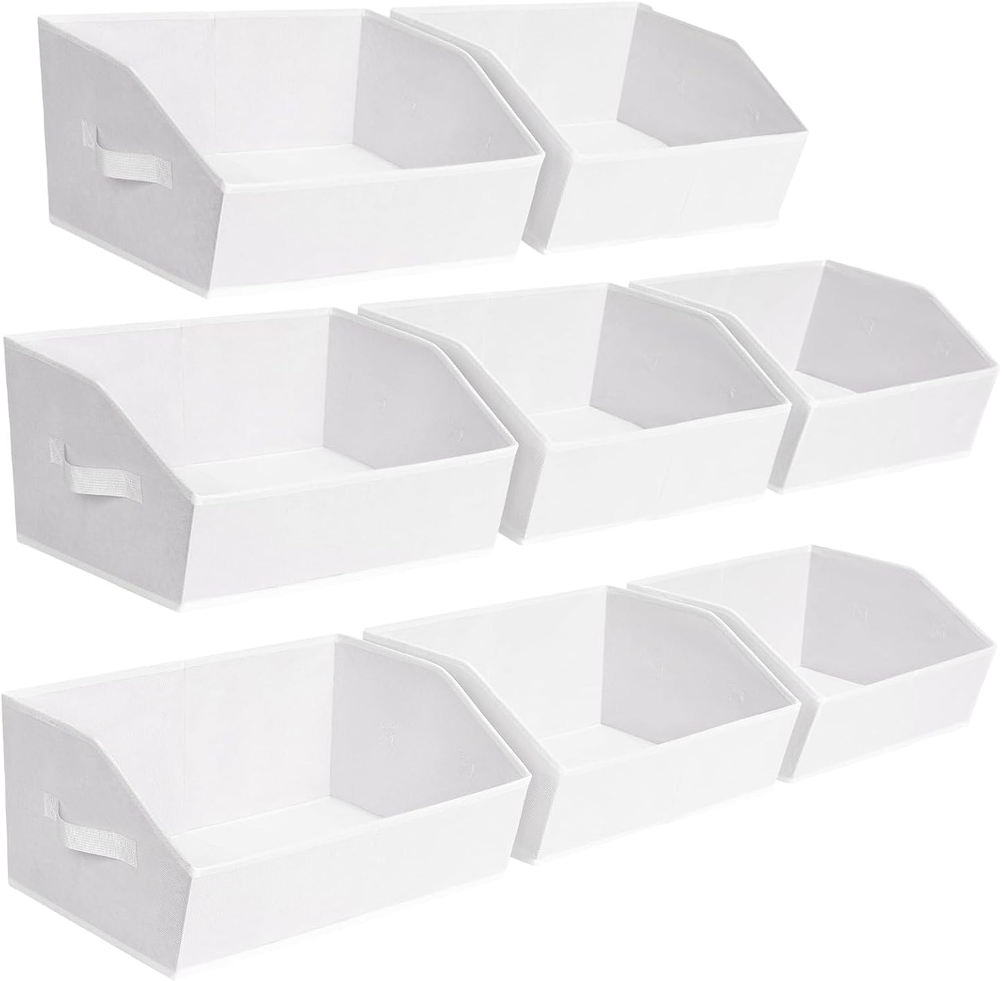 Closet Organizers Bins 6 Packs - Large Closet Shelf Organizer with Handles, Fabric Trapezoid Storage Bins, Collapsible Storage Cubes for Clothes, Towels, Light Gray