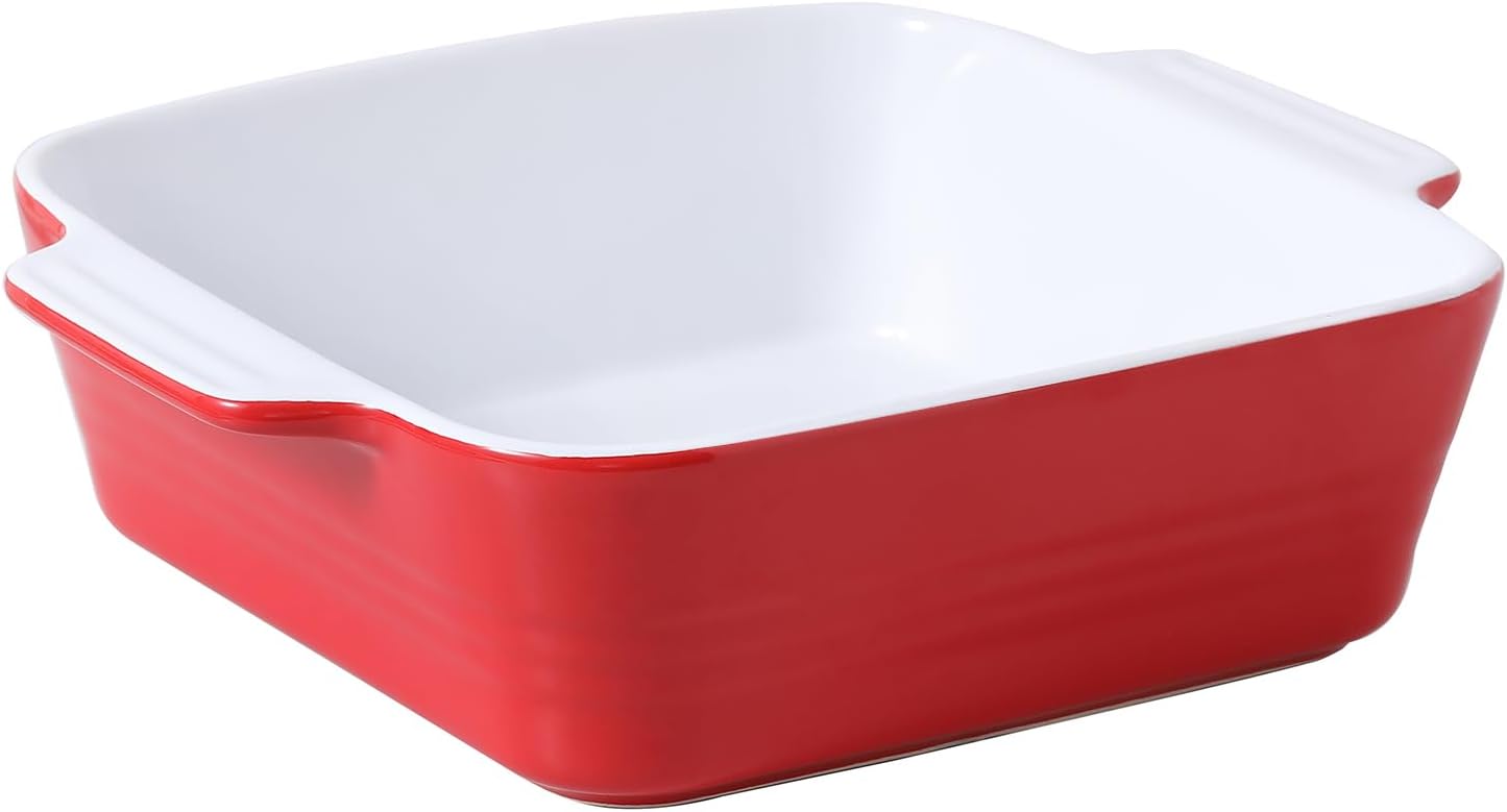 DOWAN Casserole Dish, 9x13 Ceramic Baking Dish, Large Lasagna Pan Deep for Oven, 4.2 Quarts Baking Pan with Handles, Oven Safe and Durable Bakeware for Lasagna, Home Decor, Wedding Gift, Soft White