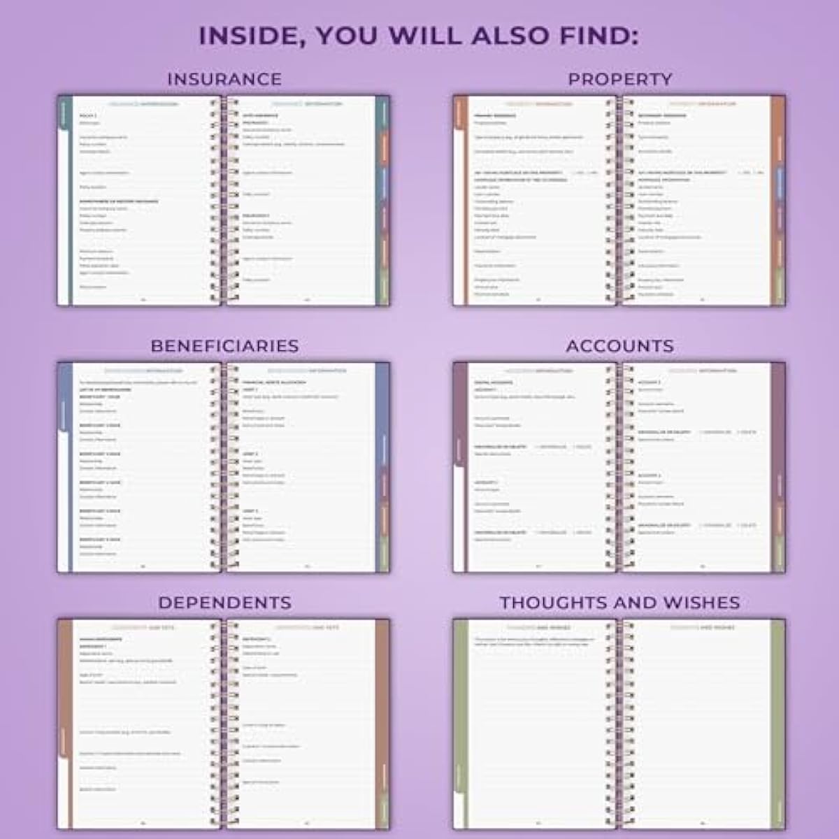 Clever Fox When I Die Planner With Pockets for Documents – End-of-Life Organizer Binder for Important Personal Info & Final Wishes (Purple)