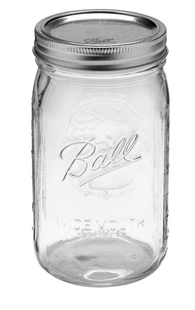 Ball Wide Mouth Pint 16-Ounce Glass Mason Jar with Lids and Bands, 12-Count