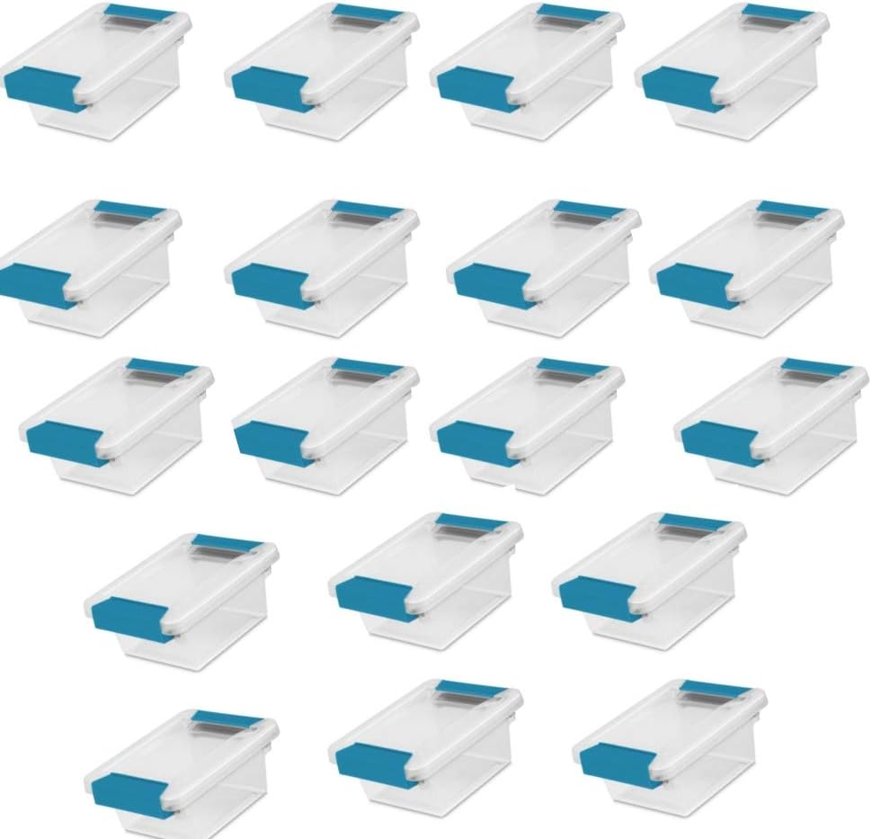 Sterilite 6-Pack Clip Box, Stackable Clear Plastic Bins with Latching Lids, Large - Writing, Arts or Crafts Supplies Storage Containers for Home, Office, Classroom and Workshop Organization