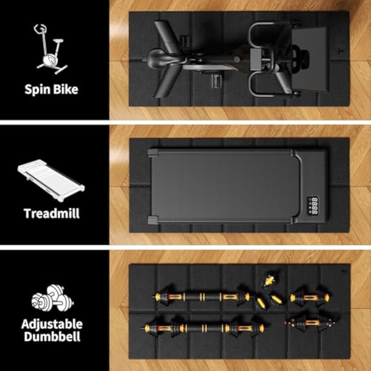 Walking Pad Mat for Carpet, Treamill Mat for Hardwood Floors, High Density, 1/4 Thickness, Folable, Floor Protection for Bike, Elliptical, Treadmill