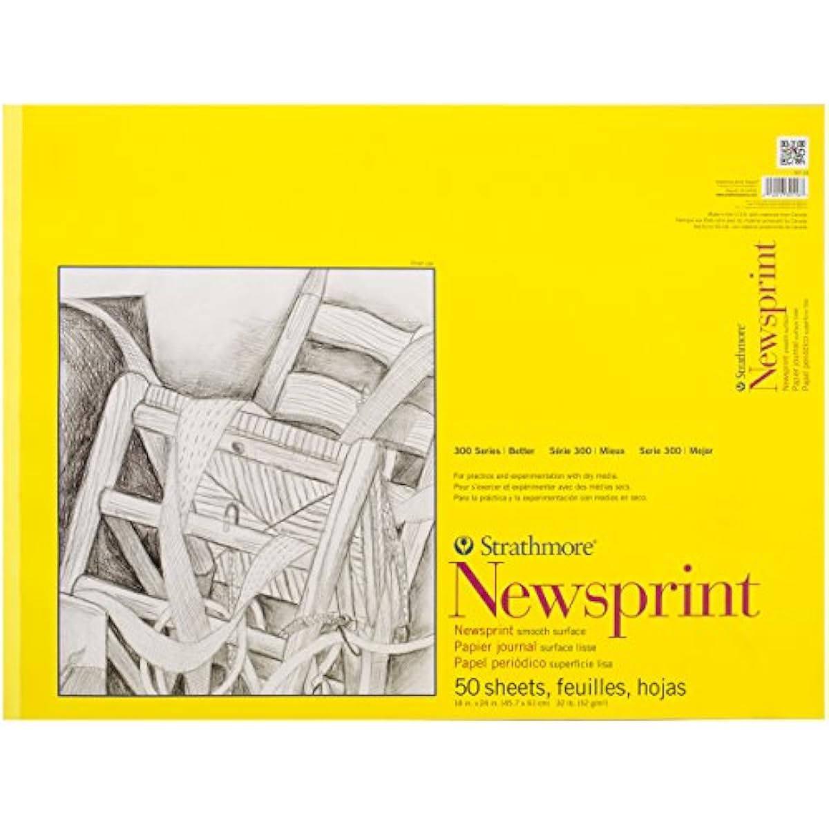 Strathmore Smooth Newsprint Paper Pad 18"X24"-50 Sheets -307018