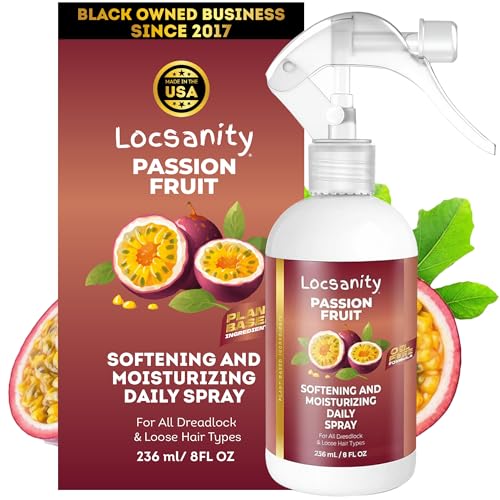 Locsanity Loc Spray Daily Moisturizing Refreshing Spray for Dreadlocks, Locs, Sisterlocks - Passion Fruit Hair and Scalp Moisturizer for Dry Locs, Braids - Lightweight Plant-Based Care (8 fl oz)
