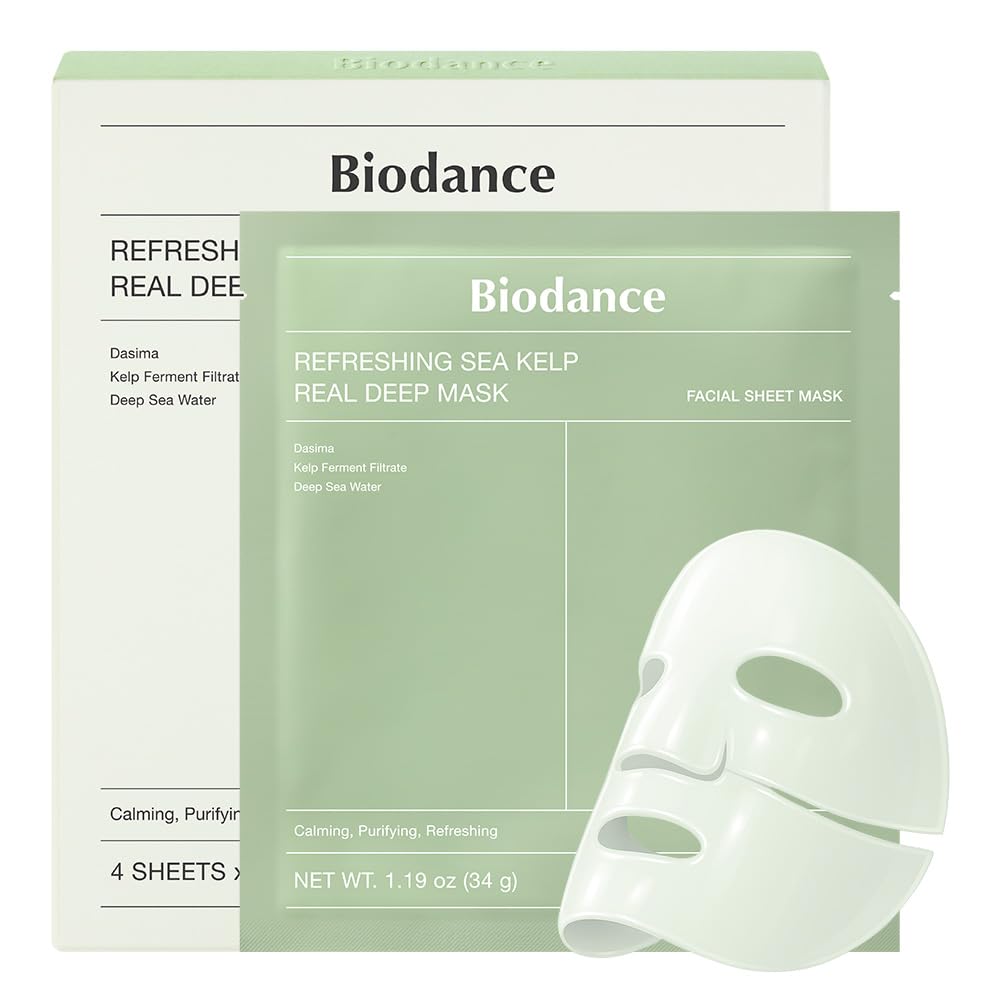 BIODANCE Bio-Collagen Real Deep Mask, Hydrating Overnight Hydrogel Face Mask, Pore Minimizing, Elasticity, Plumping, Travel Essentials & Self Care Gifts for Women, Korean Skin Care | 1.19oz(34g) x 4ea