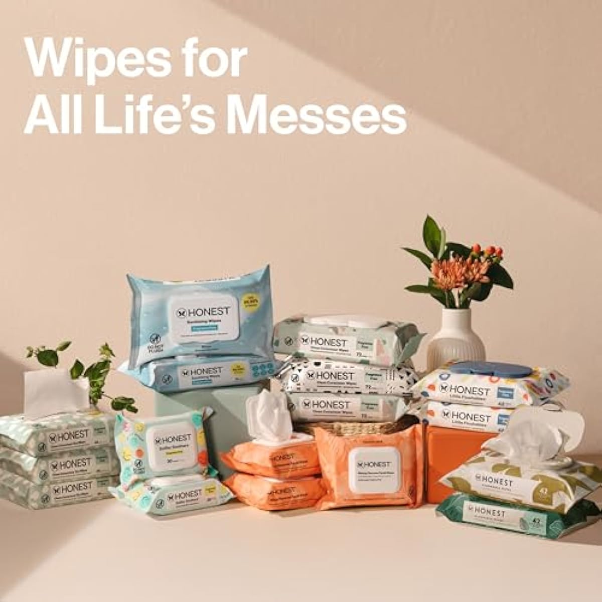 The Honest Company Baby Wipes for Sensitive Skin, Hypoallergenic, Fragrance-Free, Multi-Use, Pattern Play Design, 720 Count (8 Packs of 90)