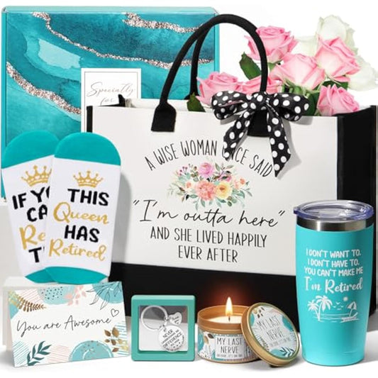 Retirement Gifts for Women 2026, Best Cool Retirement Gifts for Coworker Teacher Nurses Boss Friends Mom Grandma Retirees, Coworker Farewell Leaving Going Away Gift with 20Oz Tumbler Canvas Tote Bag