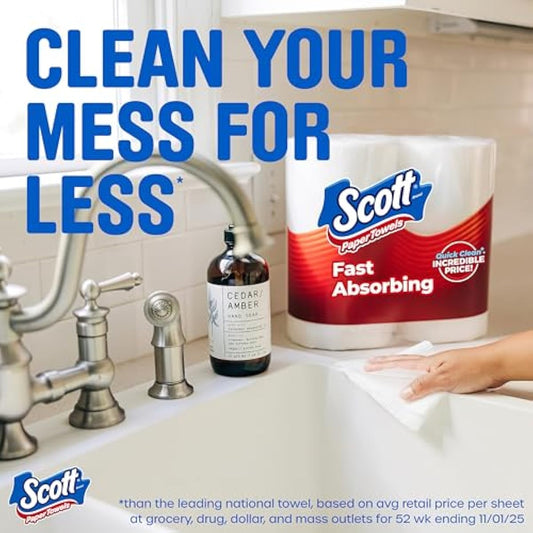 Scott Paper Towels, Choose-A-Sheet, 6 Double Rolls = 12 Regular Rolls (108 Sheets Per Roll)