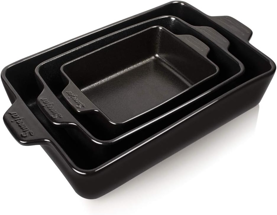 Sweejar Ceramic Bakeware Set, Rectangular Baking Dish for Oven Lasagna Pans for Cooking, Kitchen, Cake Dinner, Banquet and Daily Use, 11.8 x 7.8 x 2.76 Inches of Casserole Dishes (Navy)