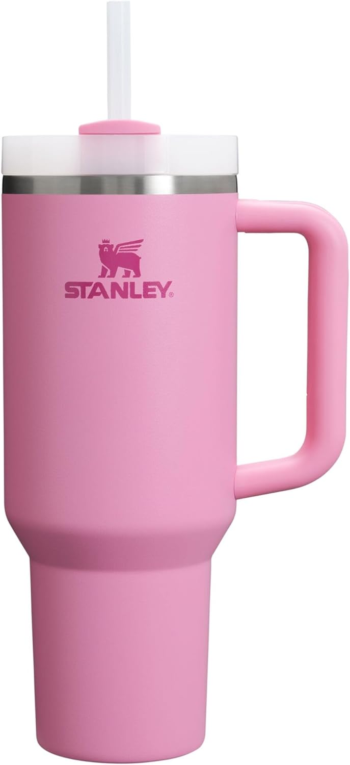 STANLEY Quencher H2.0 Tumbler with Handle and Straw 40 oz | Flowstate 3-Position Lid | Cup Holder Compatible for Travel | Insulated Stainless Steel Cup | BPA-Free | Cherry Blossom
