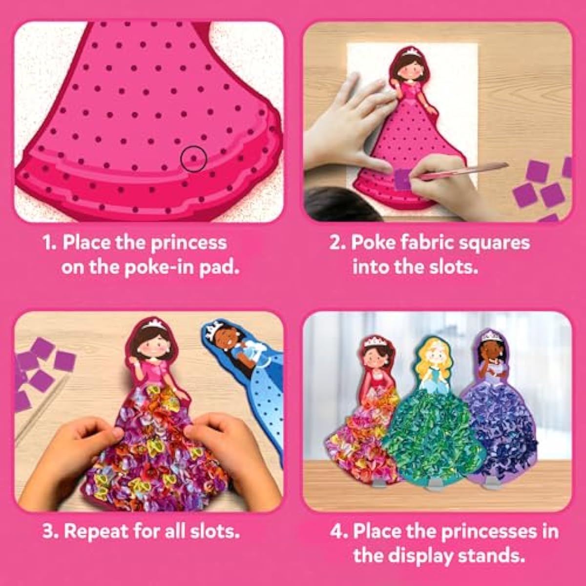Skillmatics Poke-in Art - Magical Princesses, Mess-Free Fun for Kids, DIY Wood Craft Kits, Creative Activity, Easter Gifts for Girls & Boys Ages 4, 5, 6, 7, 8, 9
