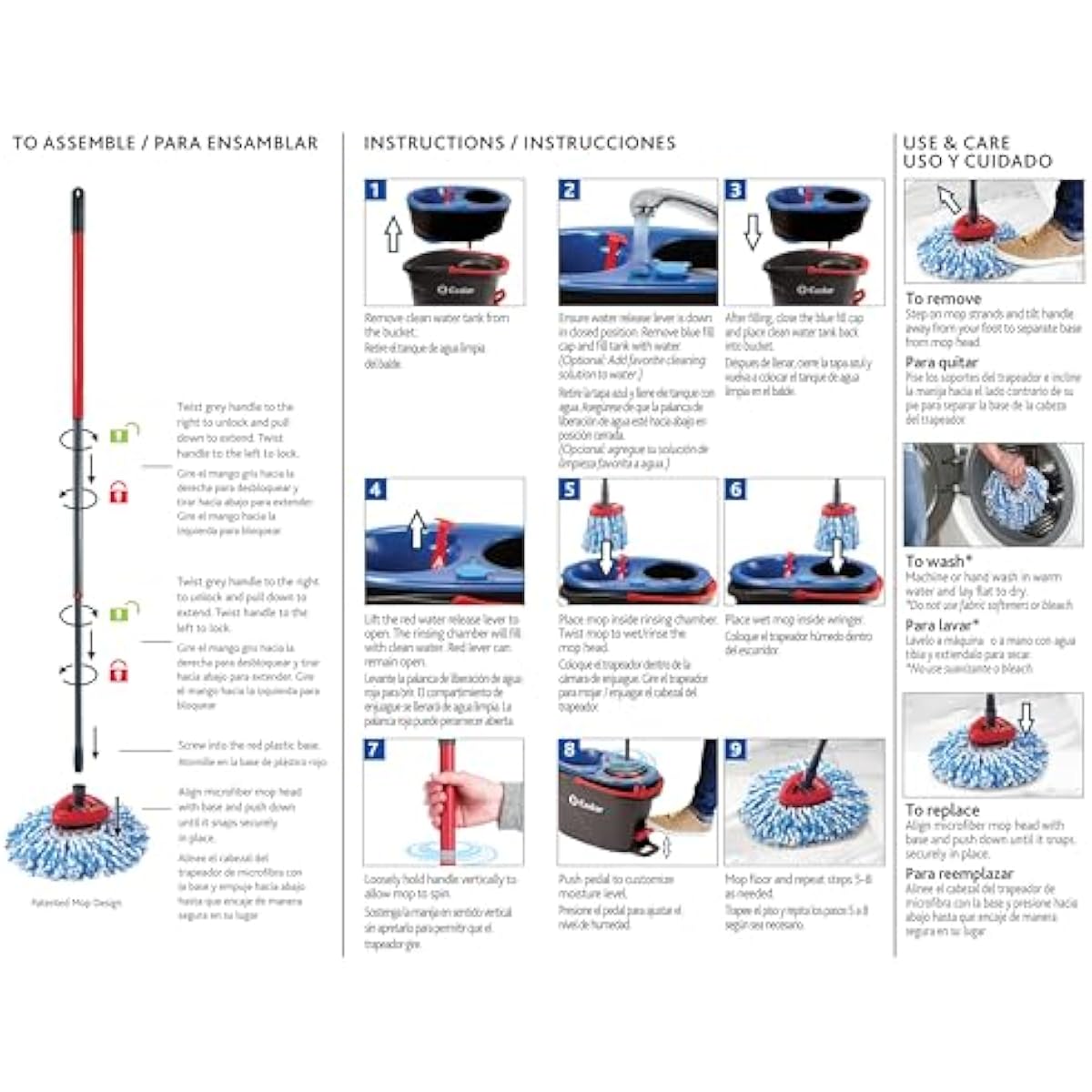 O-Cedar RinseClean Spin Mop & Bucket System | Clean with Water | Removes 99% of Bacteria