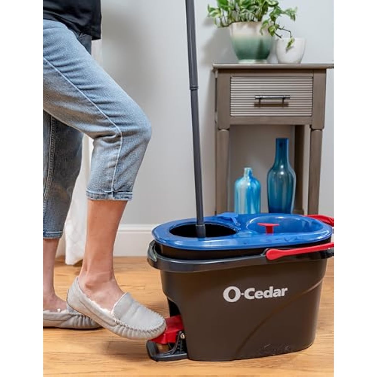 O-Cedar RinseClean Spin Mop & Bucket System | Clean with Water | Removes 99% of Bacteria