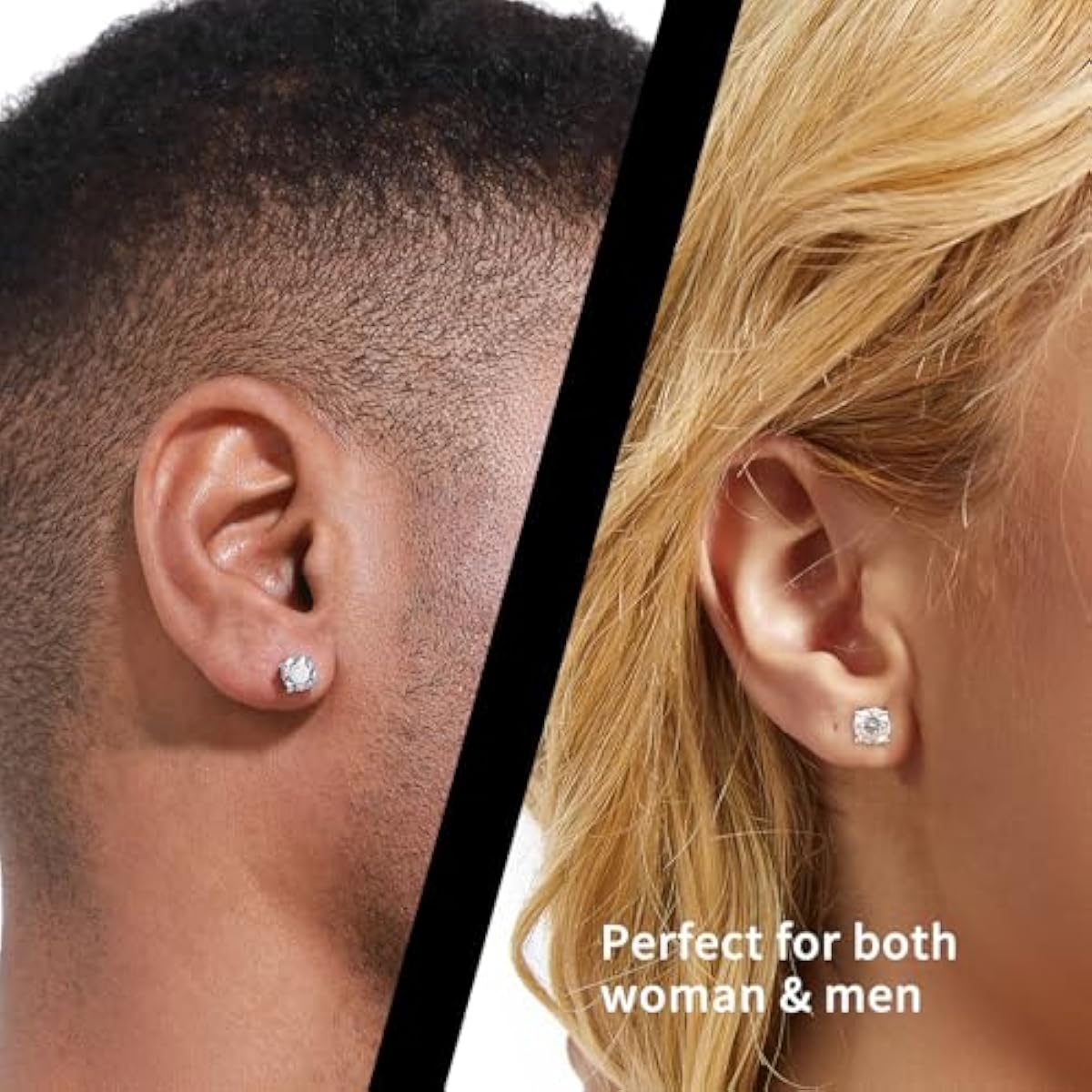 Kosuwo Moissanite Stud Earrings 2.0CT D Color,GRA 925 Sterling Silver Earrings for Men 18K White Gold Plating Earrings for Women,wedding earrings