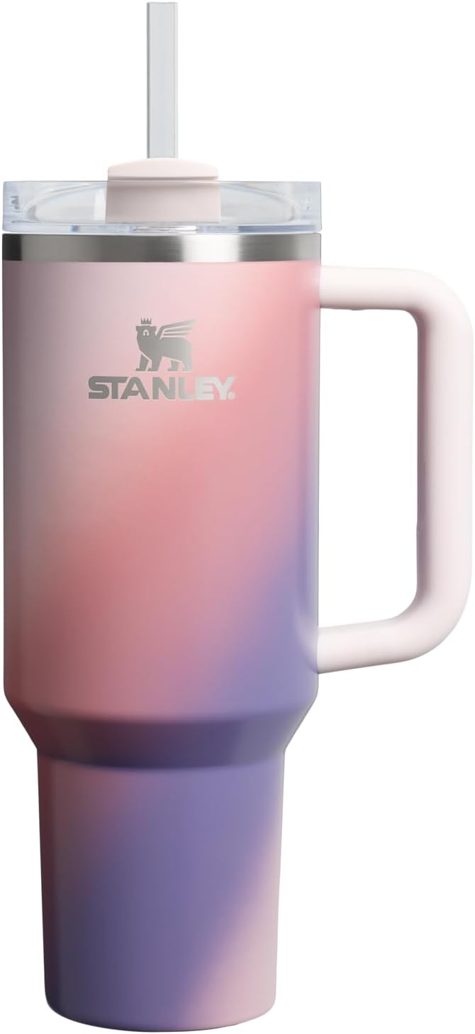 STANLEY Quencher H2.0 Tumbler with Handle and Straw 40 oz | Flowstate 3-Position Lid | Cup Holder Compatible for Travel | Insulated Stainless Steel Cup | BPA-Free | Cherry Blossom
