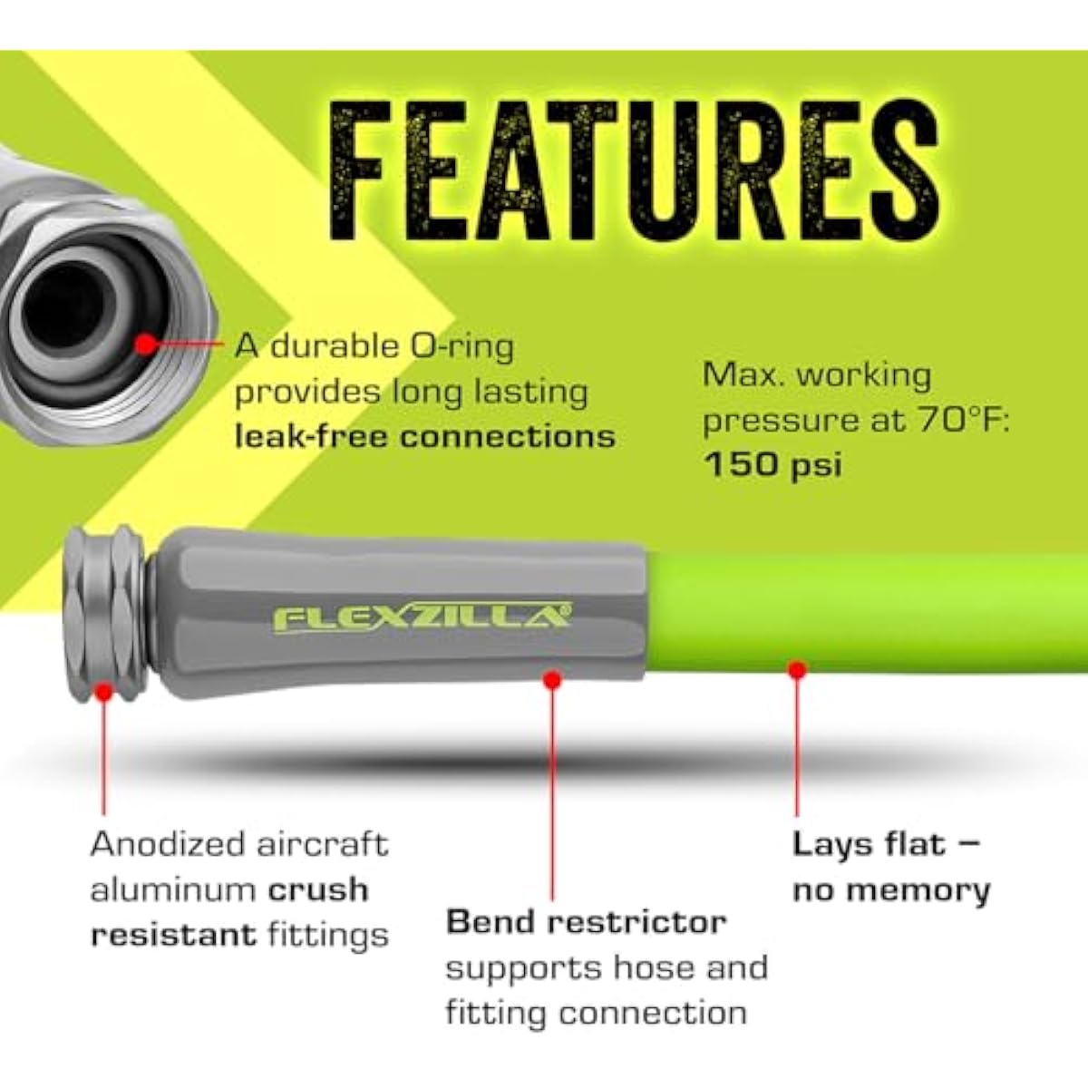 Flexzilla Garden Hose 5/8 in. x 50 ft., Lightweight All-Weather Water Hose, Durable and Flexible, Leak-Free Connections