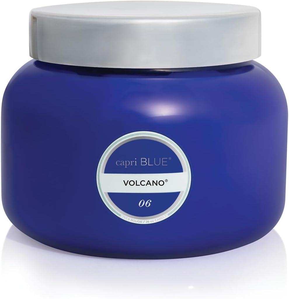 Capri Blue Volcano Scented Candles - Luxury Glass Jar Candles for Home Scented with Tropical Fruit & Sugared Citrus - Soy Wax Blend - Blue Color (19 oz)