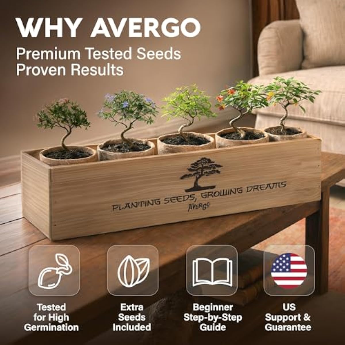 Bonsai Tree Kit for Beginners – 5X Unique Japanese Bonzai Trees | Complete Indoor Bonsai Starter Kit for Growing Bonsai Plants with Tools & Planters – DIY Gardening Gifts for Women & Men