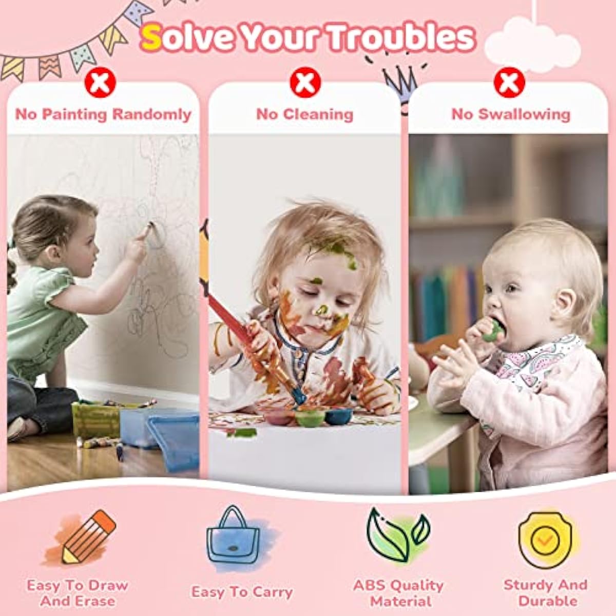 Kikidex Magnetic Drawing Board, Toddler Girl Toys for 1-2 Year Old, Doodle Board Pad Learning and Educational Toys for 1 2 3 Year Old Baby Kids Birthday Gift(Soft Pink)