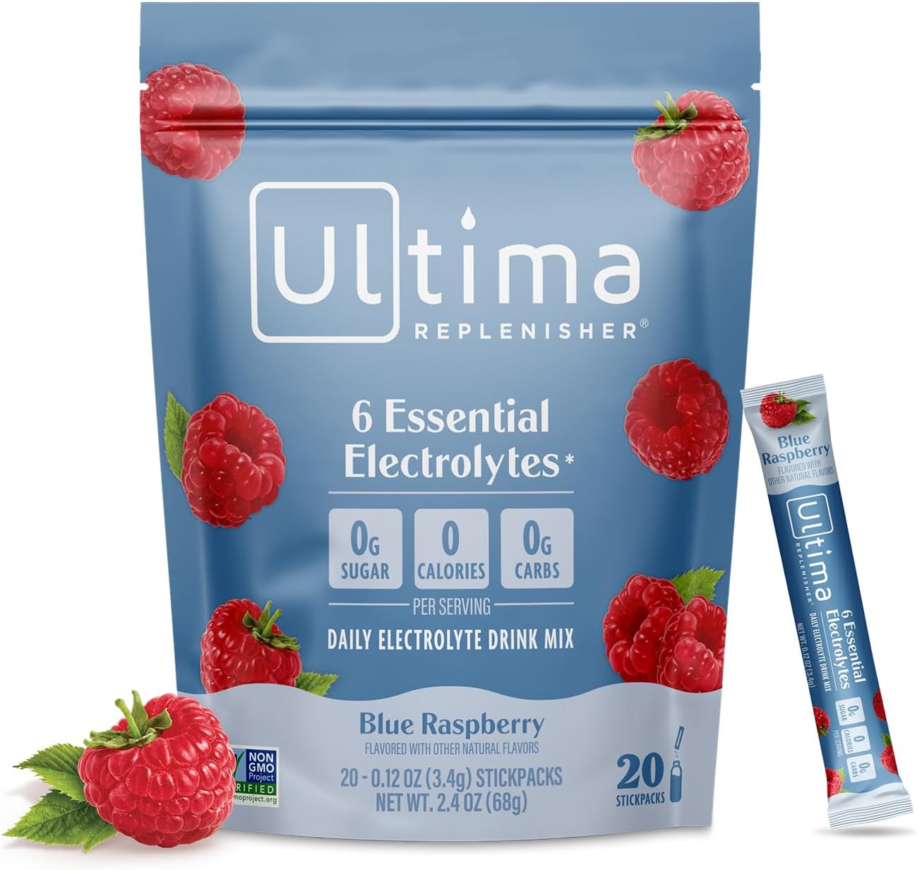 Ultima Replenisher Daily Electrolyte Powder – Original Variety Pack, 20 Stickpacks – Zero Sugar Hydration Packets with 6 Electrolytes and Minerals – Sugar Free, Plant Based & Keto Friendly Drink Mix